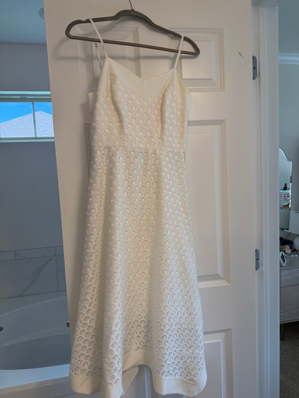 Ted Baker London White Eyelet Midi Dress with Spaghetti Straps